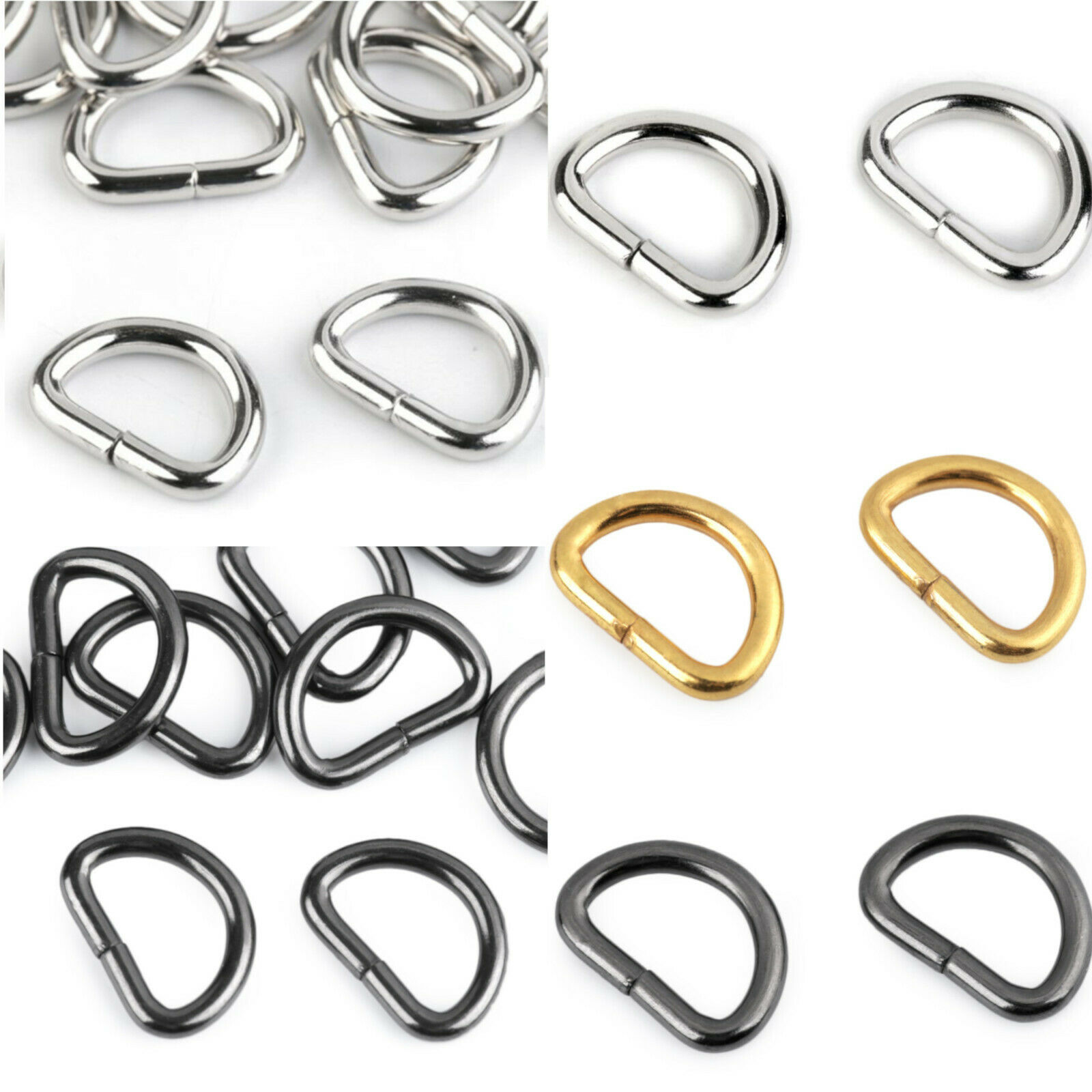 D-ring 15mm - 3 Farben - Staffelpreis - Halbring Ring Gurtbandring Metallring